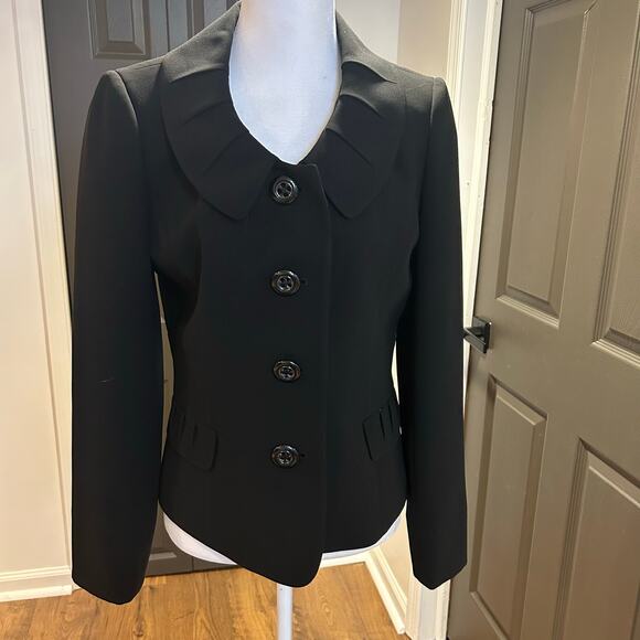Elie Tahari Jackets & Blazers - Tahari Arthur S Levine Sz 4 Pleated Collar Cow Print Lined Preppy Work-Core